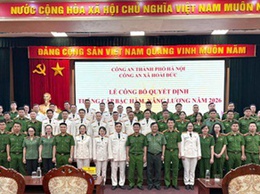 Công an xã Hoài Đức tổ chức lễ công bố thăng cấp bậc hàm, nâng lương năm 2026