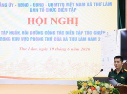 XÃ THƯ LÂM TỔ CHỨC HỘI NGHỊ TẬP HUẤN, BỒI DƯỠNG CÔNG TÁC DIỄN TẬP TÁC CHIẾN TRONG KHU VỰC PHÒNG THỦ NĂM 2026
