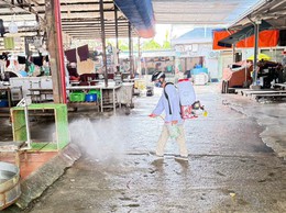 Xã Đại Thanh tổ chức phun thuốc diệt ruồi tại các chợ trên địa bàn