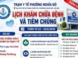 THÔNG BÁO LỊCH KHÁM CHỮA BỆNH VÀ TIÊM CHỦNG TUẦN TỪ 22 – 26/6/2026