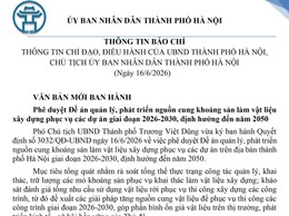 THÔNG TIN BÁO CHÍ THÔNG TIN CHỈ ĐẠO, ĐIỀU HÀNH CỦA UBND THÀNH PHỐ HÀ NỘI, CHỦ TỊCH ỦY BAN NHÂN DÂN THÀNH PHỐ HÀ NỘI (Ngày 16/6/2026)