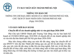 THÔNG TIN BÁO CHÍ THÔNG TIN CHỈ ĐẠO, ĐIỀU HÀNH CỦA UBND THÀNH PHỐ HÀ NỘI,  CHỦ TỊCH ỦY BAN NHÂN DÂN THÀNH PHỐ HÀ NỘI (Ngày 18/6/2026)
