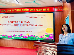 Đảng ủy xã Ô Diên tổ chức tập huấn nghiệp vụ công tác văn thư, lưu trữ năm 2026