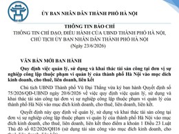 THÔNG TIN CHỈ ĐẠO, ĐIỀU HÀNH CỦA UBND THÀNH PHỐ HÀ NỘI, CHỦ TỊCH ỦY BAN NHÂN DÂN THÀNH PHỐ HÀ NỘI (Ngày 23/6/2026)