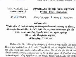THÔNG BÁO
Về việc niêm yết danh sách công khai KQKT hồ sơ Đăng ký đất đai, tài sản gắn liền với đất, cấp GCN QSD đất, QSH TS gắn liền với đất lần đầu của ông Nguyễn Văn Tích