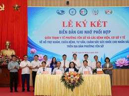 Phường Yên Sở tổ chức Lễ ký kết Biên bản ghi nhớ phối hợp giữa Trạm Y tế phường Yên Sở và các bệnh viện, cơ sở y tế về hỗ trợ khám, chữa bệnh, tư vấn và chăm sóc sức khỏe cho Nhân dân trên địa bàn