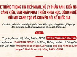 Hệ thống thông tin tiếp nhận, xử lý phản ánh, kiến nghị, sáng kiến, giải pháp phát triển khoa học, công nghệ, đổi mới sáng tạo và chuyển đổi số quốc gia