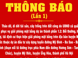 THÔNG BÁO (Lần 1) về việc tháo dỡ, di dời tài sản, cây trồng trên đất công do UBND xã quản lý