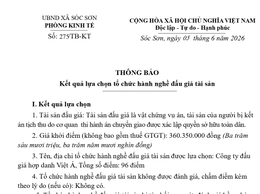 KẾT QUẢ LỰA CHỌN TỔ CHỨC HÀNH NGHỀ ĐẤU GIÁ VẬT CHỨNG VỤ ÁN, TÀI SẢN TỊCH THU