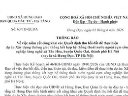 THÔNG BÁO
Về việc niêm yết công khai các Quyết định thu hồi đất để thực hiện dự án Xây dựng đường giao thông kết hợp hệ thống thoát nước ngoài cụm công nghiệp làng nghề xã Tân Hòa