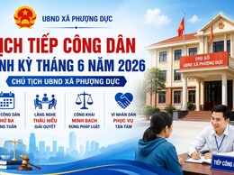 Xã Phượng Dực thông báo lịch tiếp công dân định kỳ tháng 6 năm 2026