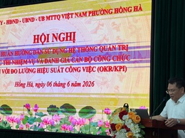 PHƯỜNG HỒNG HÀ TỔ CHỨC HỘI NGHỊ TẬP HUẤN HỆ THỐNG HANOIWORK VÀ ĐÁNH GIÁ CÁN BỘ THEO PHƯƠNG PHÁP OKR/KPI