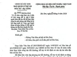 CÔNG KHAI XIN Ý KIẾN VỀ TÌNH TRẠNG ĐẤT Ở, NHÀ Ở PHỤC VỤ GPMB DỰ ÁN MỞ RỘNG QUỐC LỘ 3 - ĐỊA PHẬN THÔN MIẾU THỜ, XÃ SÓC SƠN