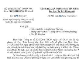 Đề nghị phối hợp cung cấp thông tin cán bộ Quân đội nghỉ hưu trên địa bàn