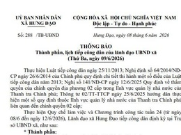 THÔNG BÁO
Thành phần, lịch tiếp công dân của lãnh đạo UBND xã
(Thứ Ba, ngày 09/6/2026)