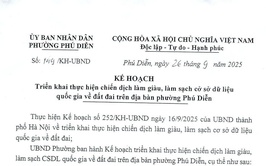 Kế hoạch triển khai thực hiện chiến dịch làm giàu, làm sạch cơ sở dữ liệu quốc gia về đất đai trên địa bàn phường Phú Diễn