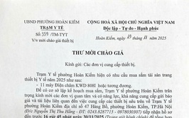 Trạm Y tế phường Hoàn Kiếm Thông báo thư mời chào giá