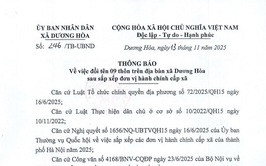 Thông báo về việc đổi tên 9 thôn trên địa bàn xã Dương Hòa sau sắp xếp đơn vị hành chính cấp xã