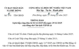 Lịch tiếp công dân từ 01/11/2025 đến ngày 28/11/2025 của đồng chí Chủ tịch UBND xã