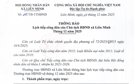 Thông báo Lịch tiếp công dân của Chủ tịch HĐND xã Liên Minh