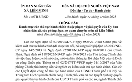 Thông báo: Danh mục các thủ tục hành chính thuộc phạm vi giải quyết của Ủy ban nhân dân xã, các phòng, ban, cơ quan chuyên môn xã Liên Minh
