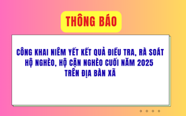 Thông báo niêm yết công khai danh sách kết quả rà soát hộ nghèo, hộ cận nghèo trên địa bàn xã Phúc Thọ năm 2025 