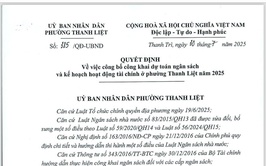 UBND Phường Thanh Liệt công bố công khai dự toán ngân sách và kế hoạch hoạt động tài chính ở phường Thanh Liệt năm 2025  
