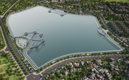 Đại công trường thi công hồ điều hòa  phường Long Biên