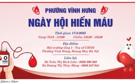 UBND phường Vĩnh Hưng thông báo thời gian tổ chức hiến máu nhân đạo năm 2025