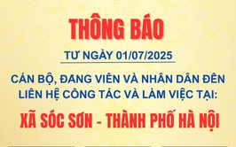 THÔNG BÁO: HOẠT ĐỘNG CỦA XÃ SÓC SƠN