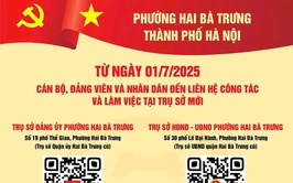 Phường Hai Bà Trưng: Thông báo địa điểm trụ sở làm việc của phường kể từ ngày 01/7/2025.