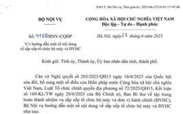 Công văn 4168/BNV-CQĐP của Bộ Nội vụ hướng dẫn sắp xếp bộ máy và đơn vị hành chính