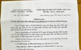 Thông báo về việc triển khai tiếp nhận hồ sơ trợ cấp hưu trí xã hội tại xã Đan Phượng