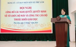 ĐẢNG ỦY - UBND XÃ THƯ LÂM TỔ CHỨC HỘI NGHỊ CÔNG BỐ CÁC NGHỊ QUYẾT, QUYẾT ĐỊNH VỀ TỔ CHỨC BỘ MÁY VÀ CÔNG TÁC CÁN BỘ THUỘC KHỐI GIÁO DỤC.