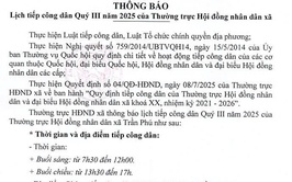 Lịch tiếp công dân Quý III năm 2025 của Thường trực Hội đồng nhân dân xã