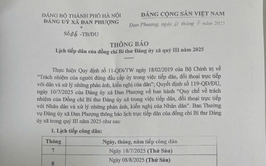 Thông báo về lịch tiếp dân của đồng chí Bí thư Đảng ủy xã quý III năm 2025