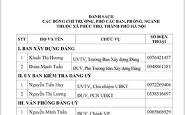 DANH SÁCH CÁC ĐỒNG CHÍ TRƯỞNG, PHÓ PHÒNG BAN NGÀNH XÃ PHÚC THỌ 