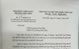 Hội đồng nhân dân phường Phú Diễn thông báo về việc tổ chức Hội nghị tiếp xúc cử tri sau kỳ họp thứ 25 HĐND thành phố Hà Nội