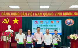 Phòng giao dịch NHCSXH Phúc Thọ ký kết Hợp đồng ủy thác với các tổ chức chính trị-xã hội 3 xã Phúc Thọ, Hát Môn và Phúc Lộc