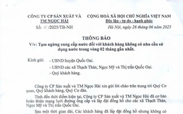 Tạm ngừng cung cấp nước sạch đối với khách hàng không có nhu cầu sử dụng trong vòng 2 tháng gần nhất