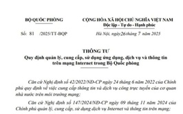 Không được đặt tên tài khoản mạng xã hội giống hoặc trùng tên cơ quan nhà nước, cơ quan báo chí, cơ quan khác trong Bộ Quốc phòng