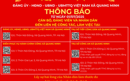 Thông báo trụ sở làm việc và tiếp nhận, giải quyết thủ tục hành chính xã Quang Minh
