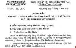 Hướng dẫn trình tự tiếp nhận, kiểm tra và quản lý trật tự xây dựng trên địa bàn phường Việt Hưng.