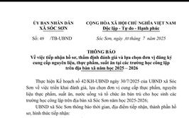 THÔNG BÁO TIẾP NHẬN HỒ SƠ THẨM ĐỊNH ĐÁNH GIÁ, LỰA CHỌN ĐƠN VỊ ĐĂNG KÝ NGUYÊN LIỆU, THỰC PHẨM, SUẤT ĂN TẠI CÁC TRƯỜNG HỌC CÔNG LẬP NĂM HỌC 2025 - 2026