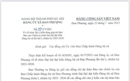 Công văn số 29-CV/ĐU của Đảng Ủy xã Đan Phượng