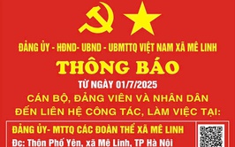 Thông báo trụ sở làm việc và tiếp nhận, giải quyết thủ tục hành chính xã Mê Linh