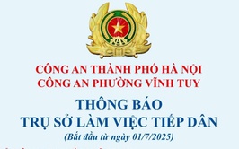 Công an phường Vĩnh Tuy thông báo trụ sở làm việc, tiếp dân của công an phường  