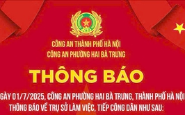Thông báo địa điểm trụ sở Công an phường Hai Bà Trưng, thành phố Hà Nội.