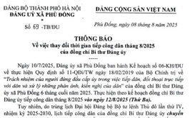 Thông báo thay đổi lịch tiếp công dân tháng 8