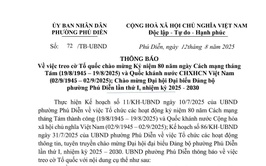 Thông báo về việc treo cờ Tổ quốc
